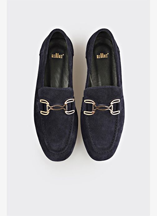 Lacivert Deri Kadın Loafer - Görsel 3