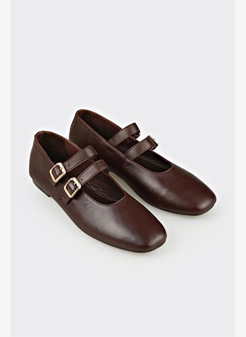 Kahve Deri Kadın Günlük Ayakkabı - Görsel 3