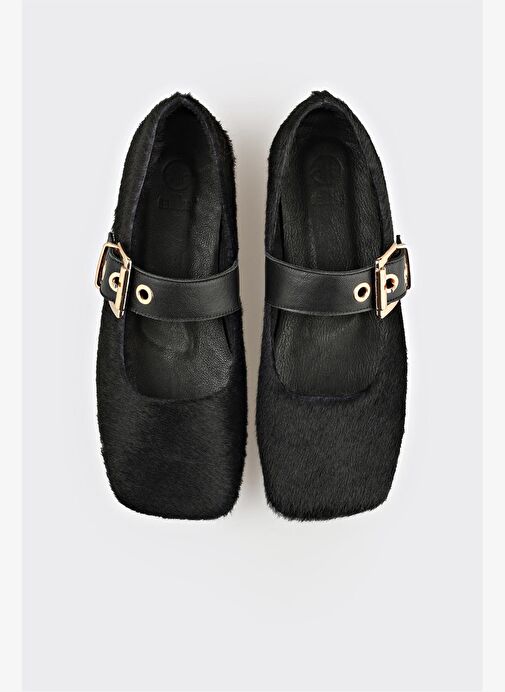 Siyah Deri Kadın Günlük Ayakkabı - Görsel 5