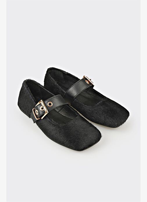 Siyah Deri Kadın Günlük Ayakkabı - Görsel 3