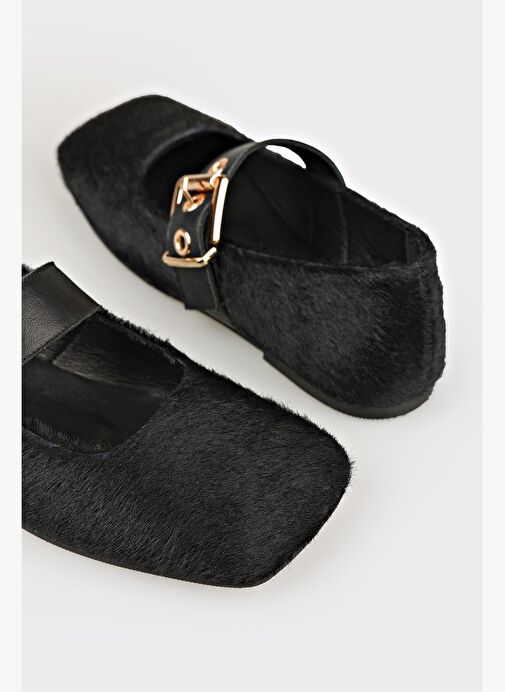 Siyah Deri Kadın Günlük Ayakkabı - Görsel 6