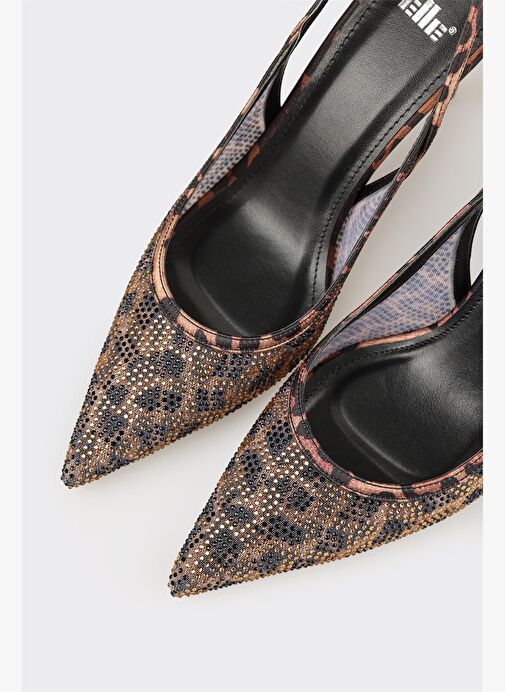 Kahve Hayvan Desenli Kadın Topuklu Ayakkabı - Görsel 5