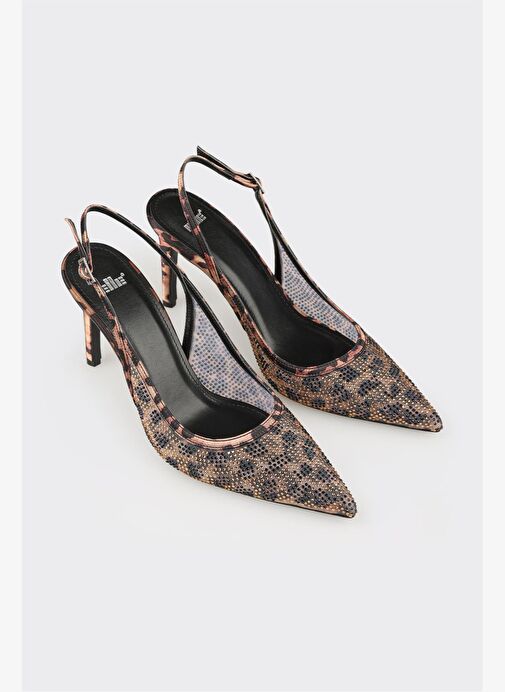 Kahve Hayvan Desenli Kadın Topuklu Ayakkabı - Görsel 3