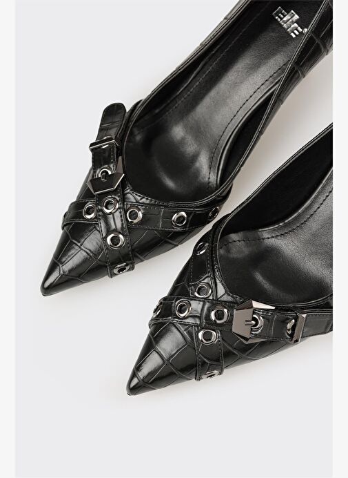 Siyah Kadın Yüksek Topuk Ayakkabı - Görsel 5