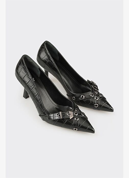 Siyah Kadın Yüksek Topuk Ayakkabı - Görsel 3