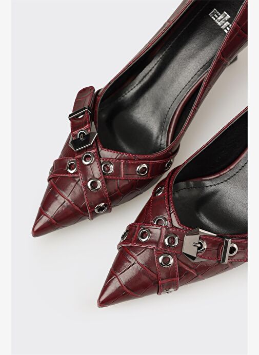 Bordo Kadın Yüksek Topuk Ayakkabı - Görsel 5