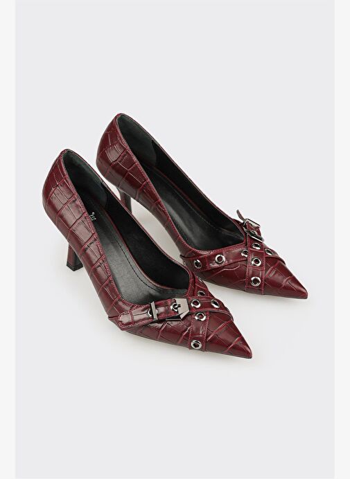 Bordo Kadın Yüksek Topuk Ayakkabı - Görsel 3