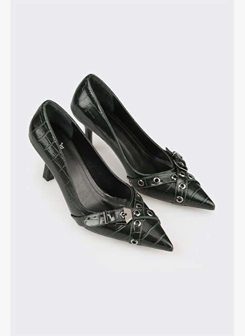 Haki Kadın Yüksek Topuk Ayakkabı - Görsel 3