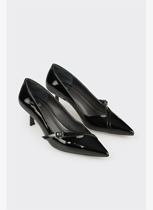 Siyah Kadın Orta Topuk Ayakkabı - Görsel 3