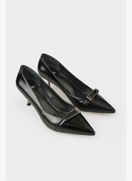 Siyah Kadın Orta Topuk Ayakkabı - Görsel 3