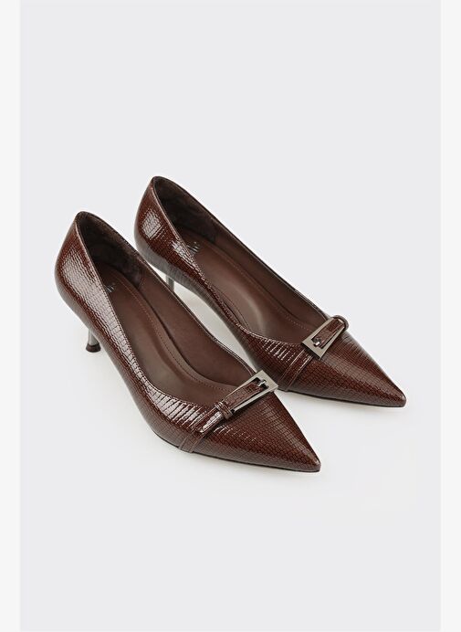 Kahve Kadın Orta Topuk Ayakkabı - Görsel 3