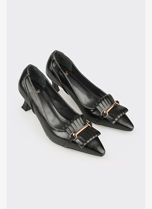 Siyah Kadın Orta Topuk Ayakkabı - Görsel 3