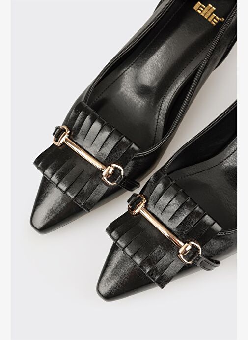 Siyah Kadın Orta Topuk Ayakkabı - Görsel 5