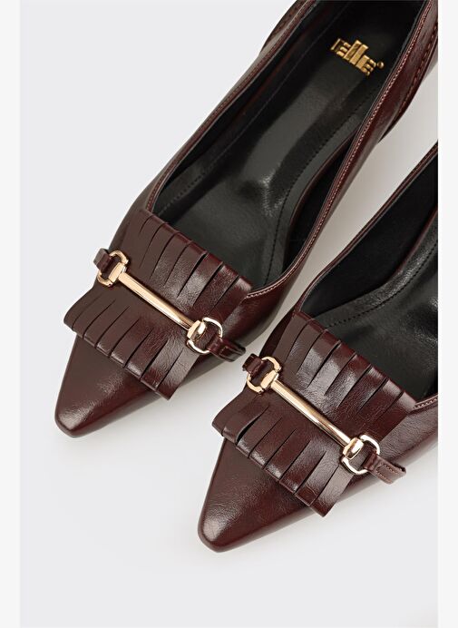 Bordo Kadın Orta Topuk Ayakkabı - Görsel 5