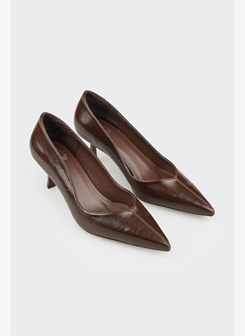 Kahve Kadın Orta Topuk Ayakkabı - Görsel 3