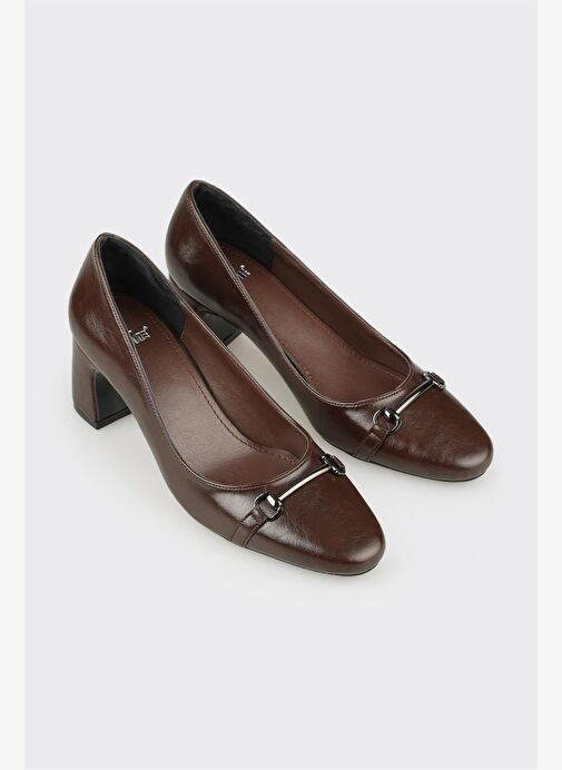 Kahve Kadın Orta Topuk Ayakkabı - Görsel 3