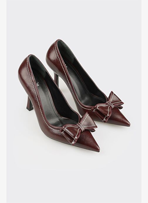 Bordo Kadın Yüksek Topuk Ayakkabı - Görsel 3