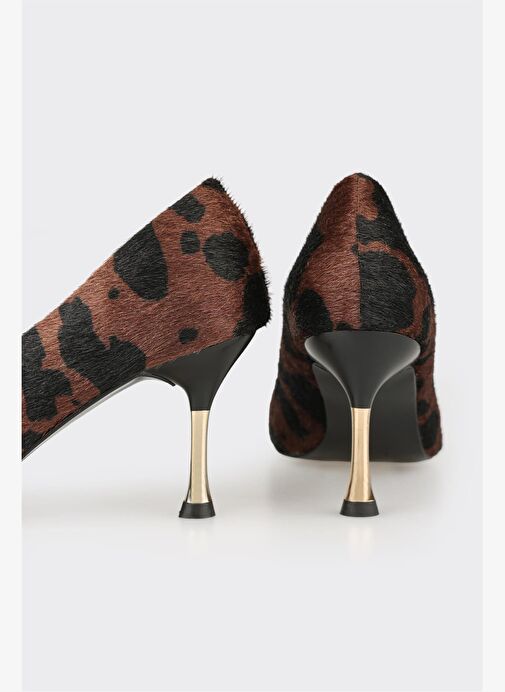 Kahve Hayvan Desenli Kadın Stiletto - Görsel 5