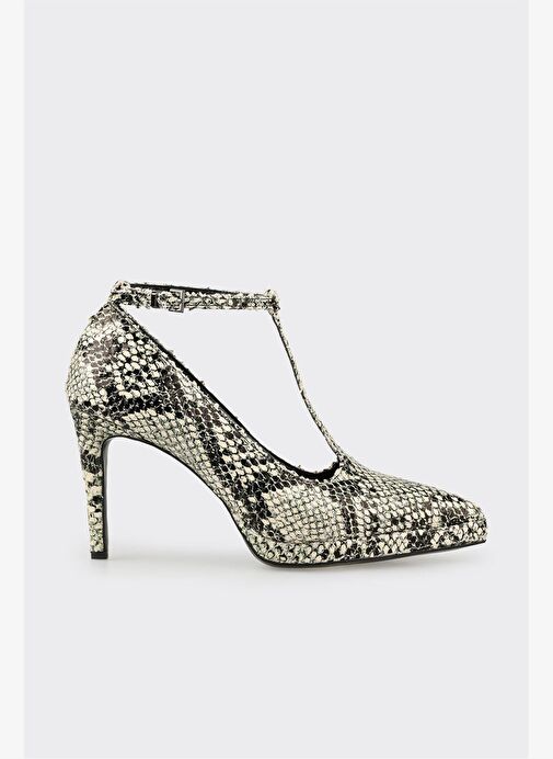 Bej Hayvan Desenli Kadın Yüksek Topuk Ayakkabı - Görsel 2