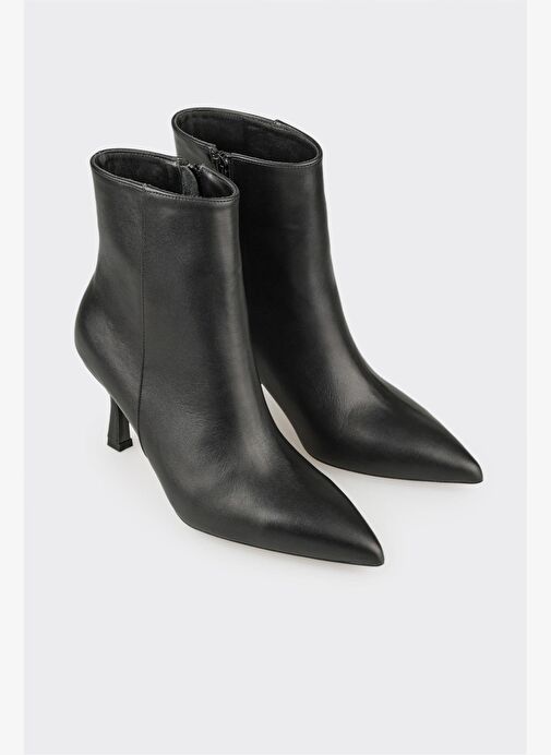 Siyah Deri Kadın Klasik Bot - Görsel 3