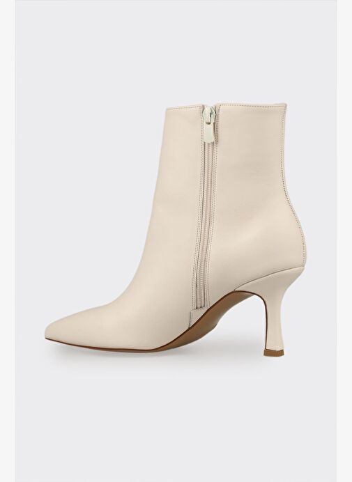 Bej Deri Kadın Klasik Bot - Görsel 4