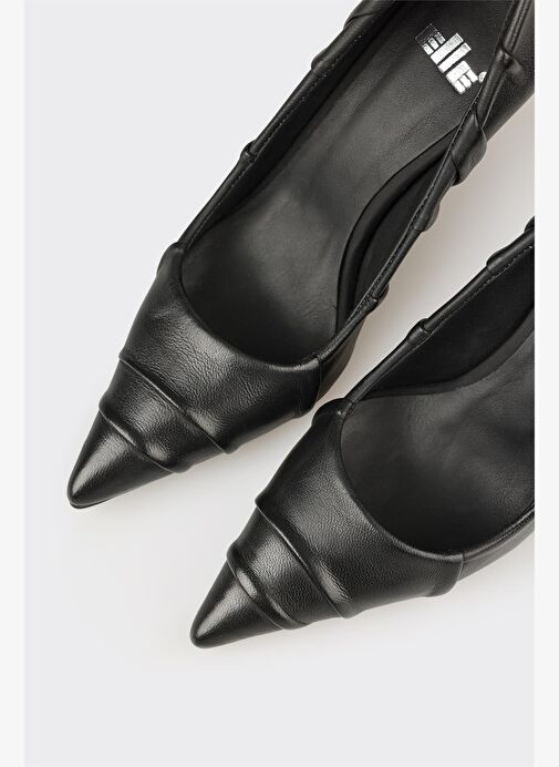 Siyah Deri Kadın Stiletto - Görsel 5