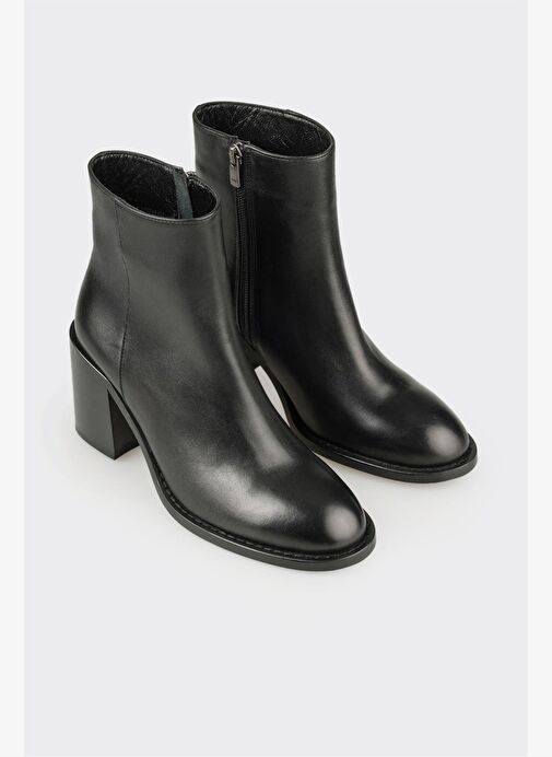 Siyah Deri Kadın Klasik Bot - Görsel 3