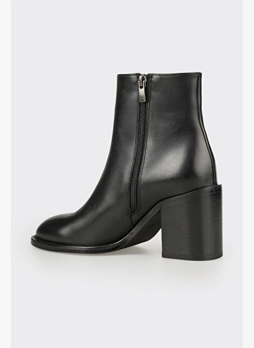 Siyah Deri Kadın Klasik Bot - Görsel 4