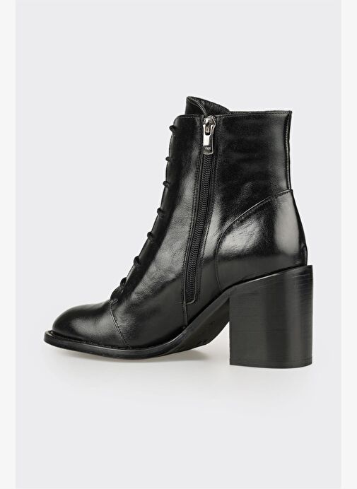 Siyah Deri Kadın Klasik Bot - Görsel 4