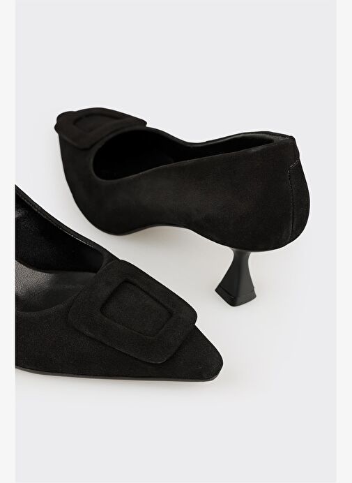 Siyah Deri Kadın Stiletto - Görsel 5