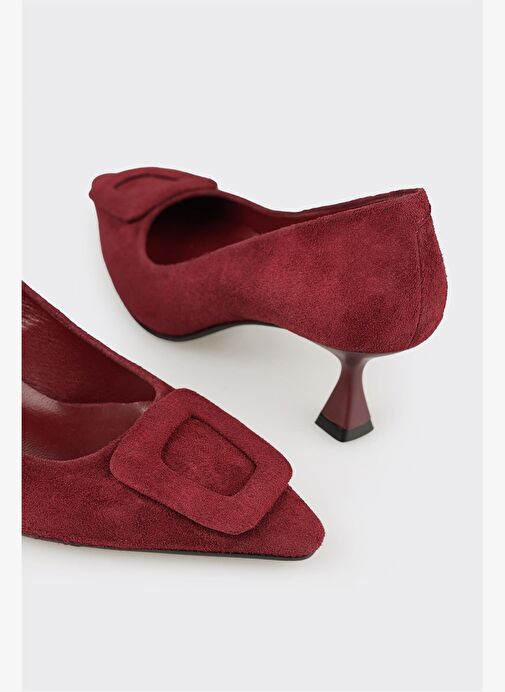 Bordo Deri Kadın Stiletto - Görsel 5
