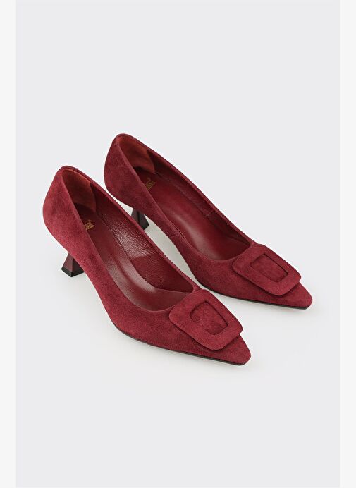 Bordo Deri Kadın Stiletto - Görsel 3
