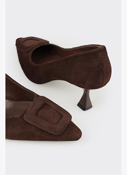 Kahve Deri Kadın Stiletto - Görsel 5