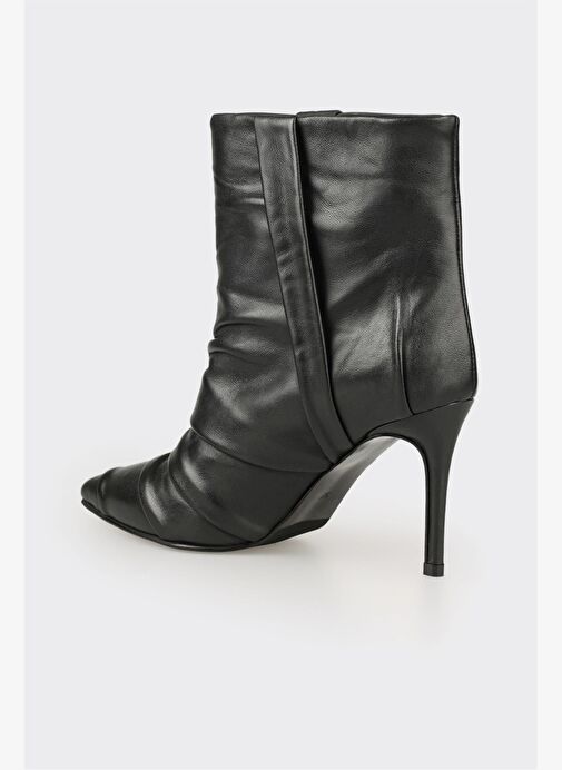 Siyah Deri Kadın Klasik Bot - Görsel 4