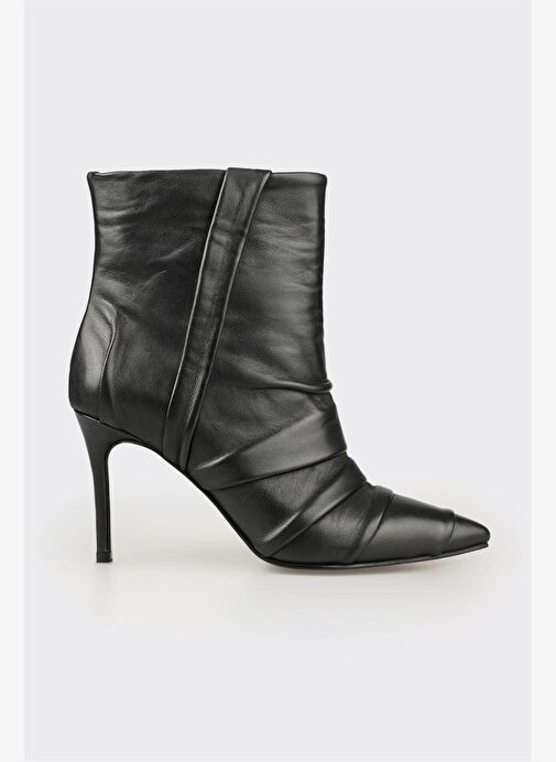 Siyah Deri Kadın Klasik Bot - Görsel 2