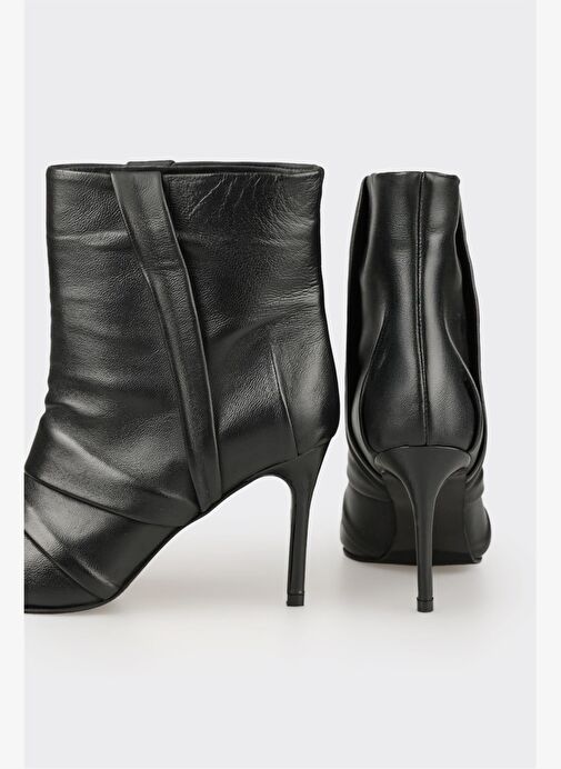 Siyah Deri Kadın Klasik Bot - Görsel 5