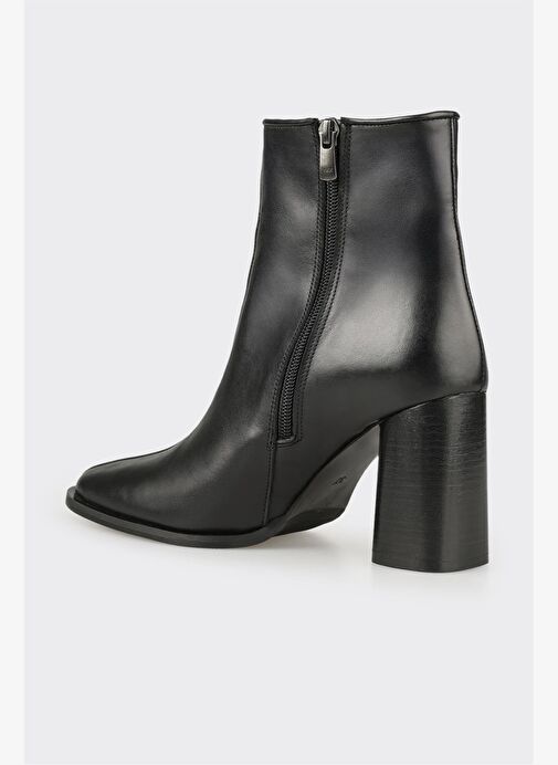 Siyah Deri Kadın Klasik Bot - Görsel 4