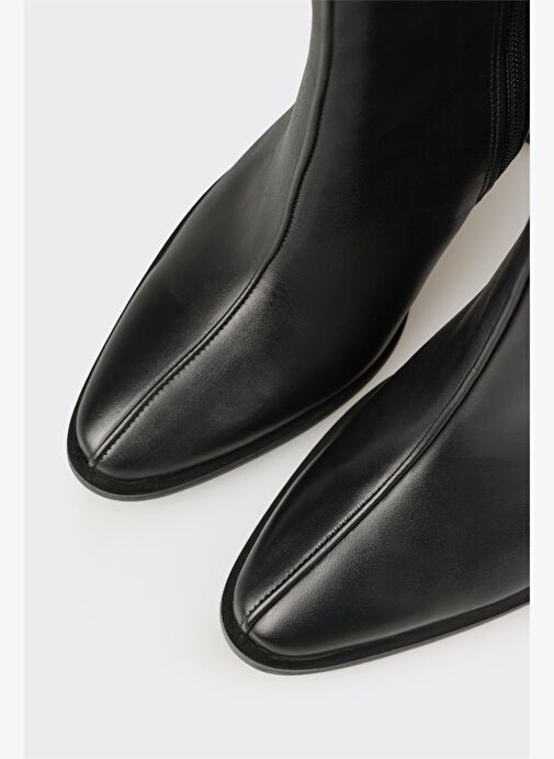 Siyah Deri Kadın Klasik Bot - Görsel 5
