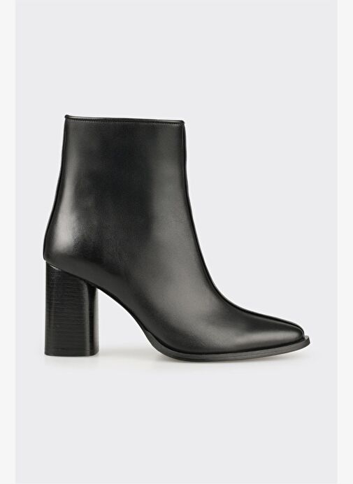 Siyah Deri Kadın Klasik Bot - Görsel 2