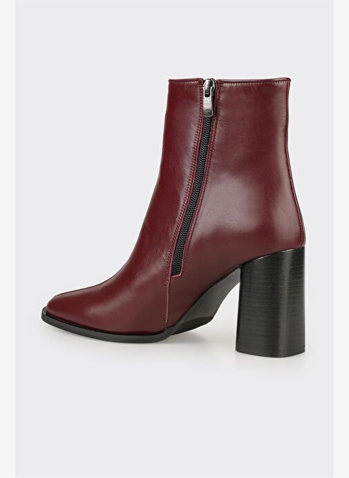 Bordo Deri Kadın Klasik Bot - Görsel 4