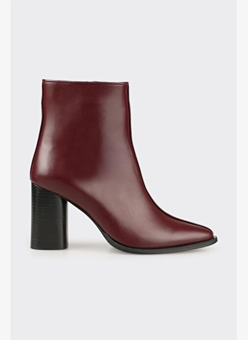 Bordo Deri Kadın Klasik Bot - Görsel 2