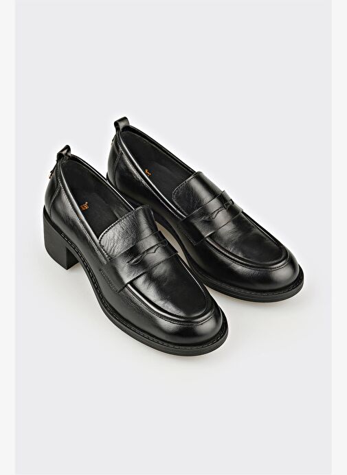 Siyah Deri Kadın Günlük Ayakkabı - Görsel 3