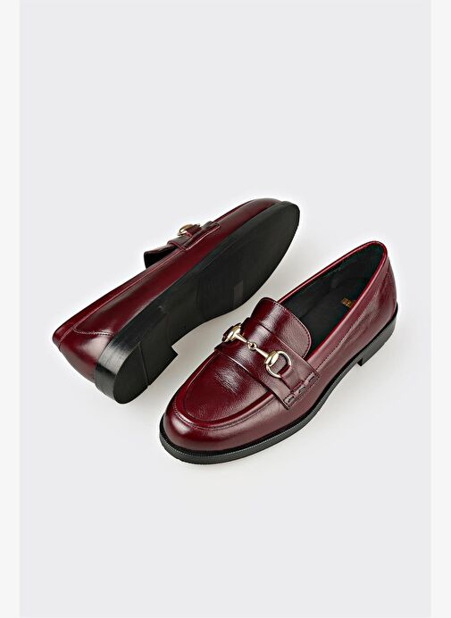 Bordo Deri Kadın Günlük Ayakkabı - Görsel 4