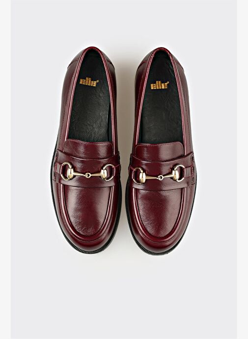 Bordo Deri Kadın Günlük Ayakkabı - Görsel 5