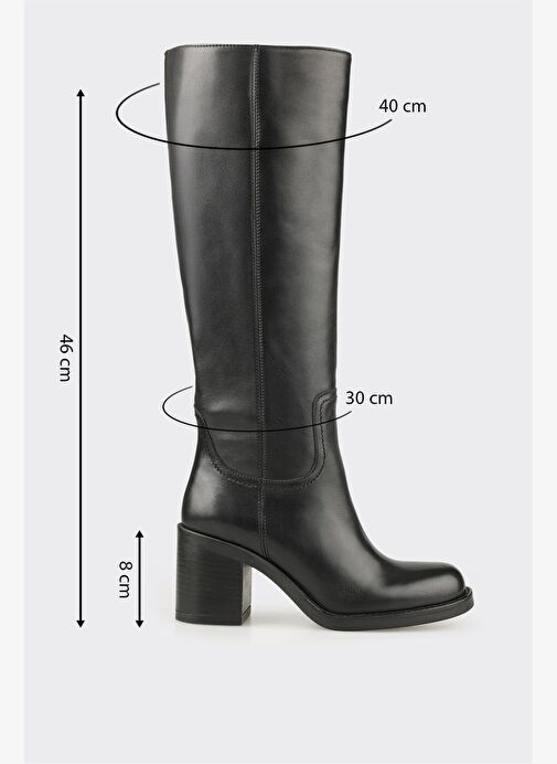 Siyah Deri Kadın Çizme - Görsel 6