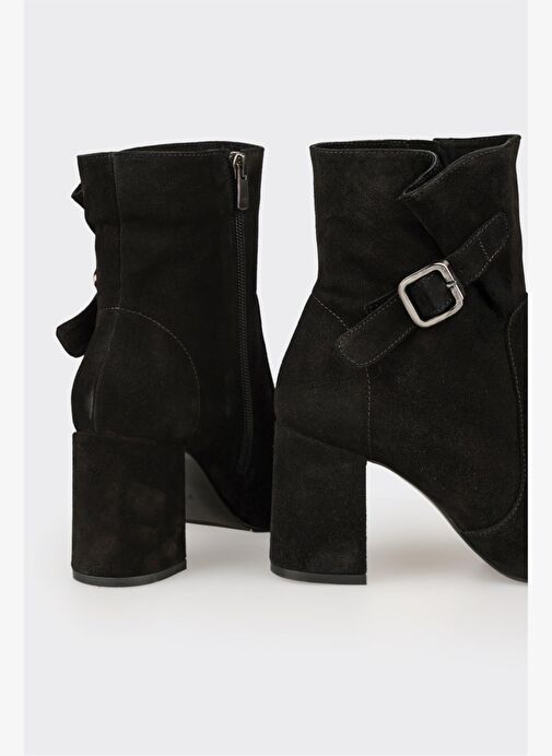 Siyah Deri Kadın Klasik Bot - Görsel 5