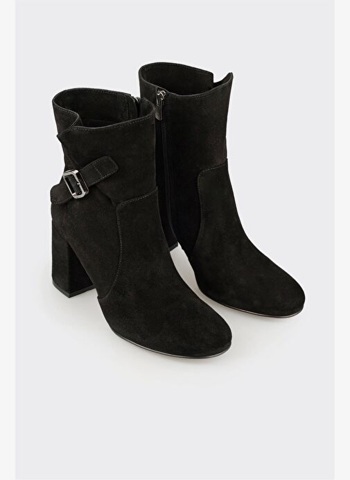 Siyah Deri Kadın Klasik Bot - Görsel 3