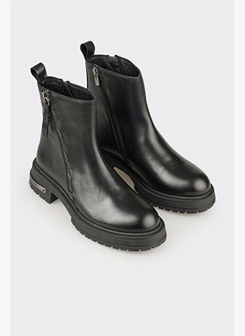 Siyah Deri Kadın Günlük Bot - Görsel 3