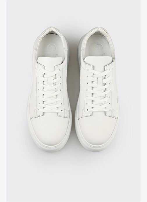 Beyaz Deri Erkek Günlük Ayakkabı - Görsel 5