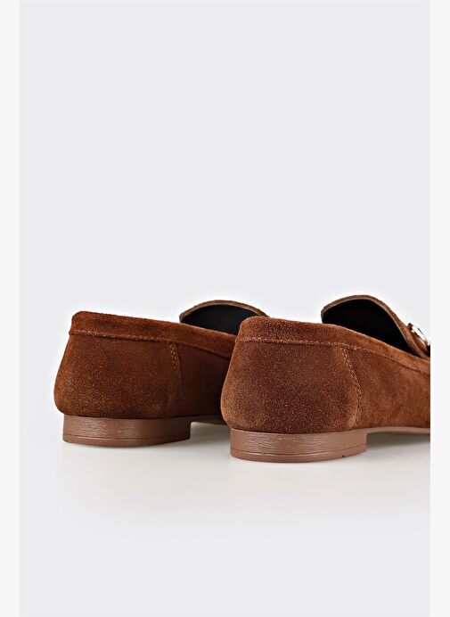 Kahve Deri Kadın Loafer - Görsel 6